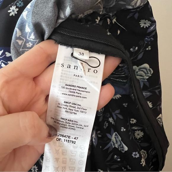 Sandro Niels Tapestry Floral Mixed Print Satin Midi Dress - Picture 10 of 12